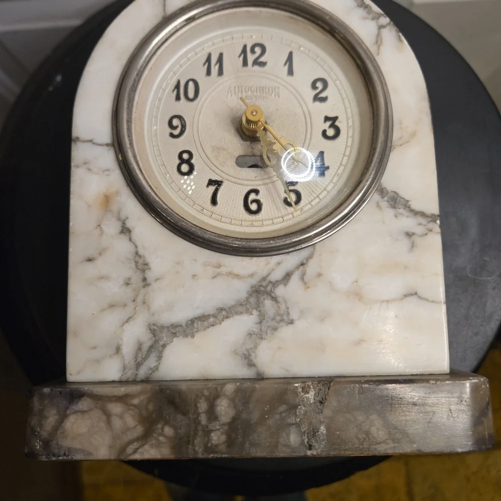 Elegant Antique Autochron Electric Marble Table Clock